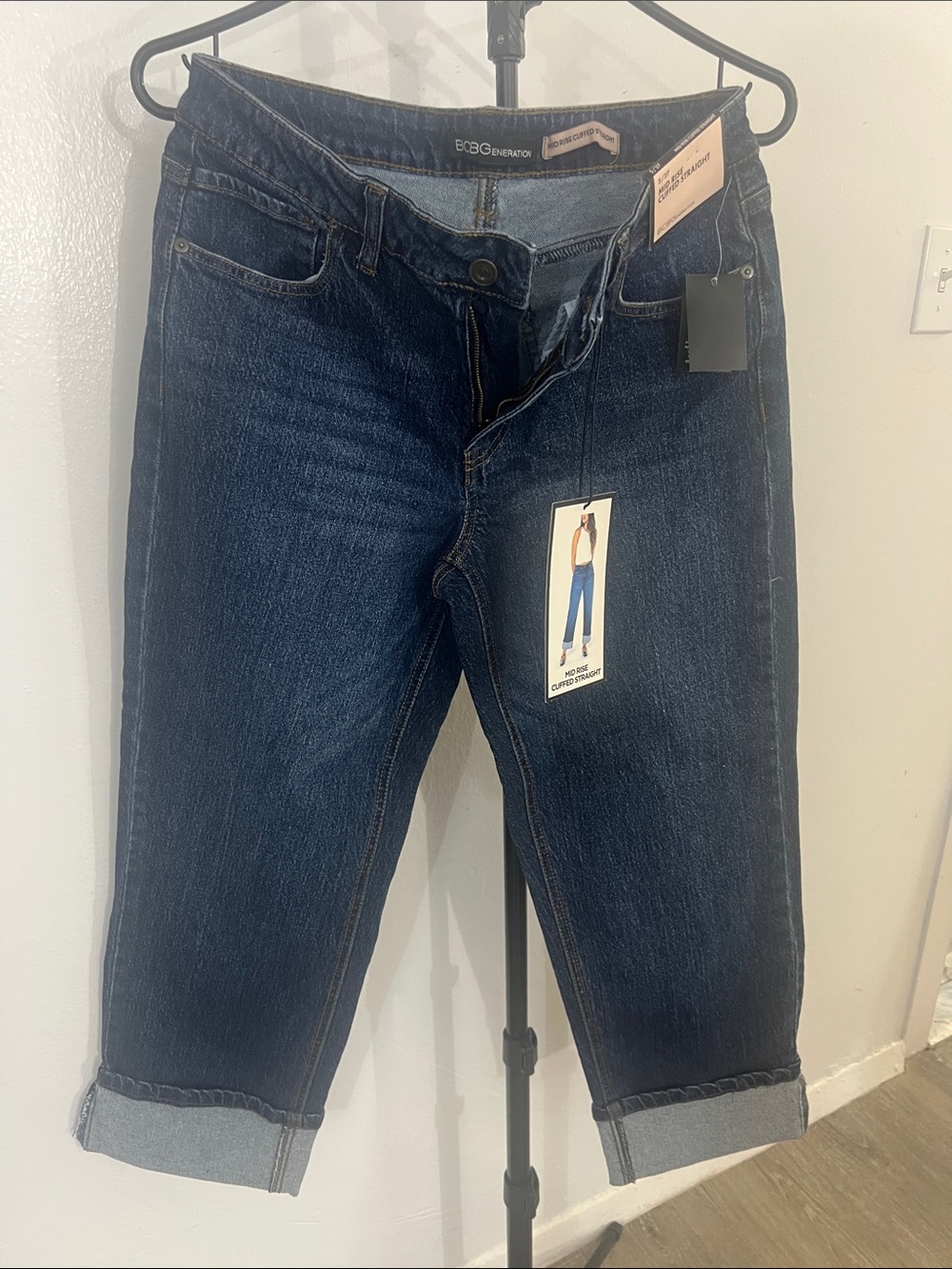 BCBGeneration Dark Blue Cropped Cuffed Jeans